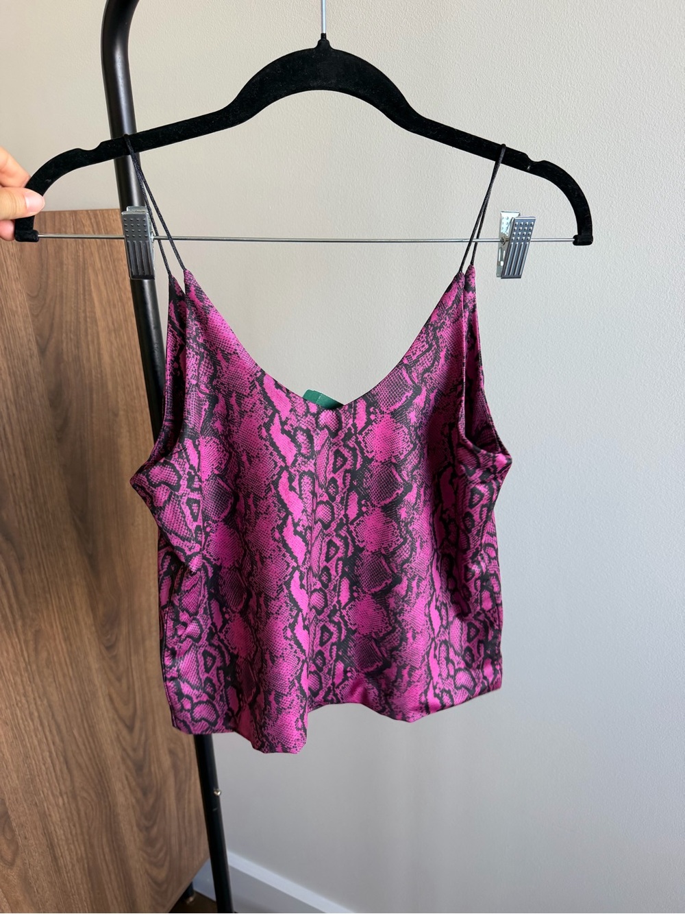 Twik Simons Pink Black Snakeskin Print Double Strap Camisole Top NWT Size M - Picture 3 of 7
